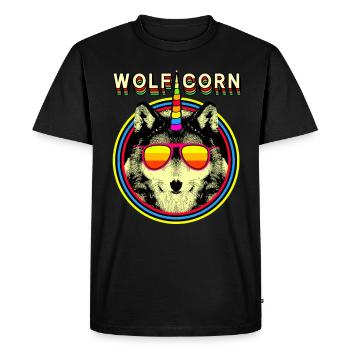 WOLFICORN Wolf Licorne - T-shirt Premium bio Homme - noir - Devant - Nico (187cm)