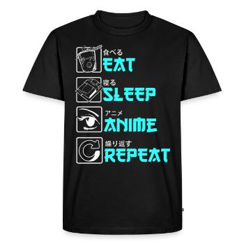 Eat Sleep Anime Repeat Ramen Manga Cadeau Geek - T-shirt Premium bio Homme - noir - Devant - Nico (187cm)