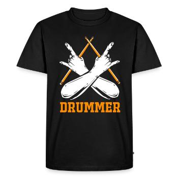 Batteur Batteur Drummer Musique Instrument Tambour Band - T-shirt Premium bio Homme - noir - Devant - Nico (187cm)