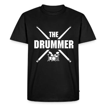 Batteur Batteur Drummer Musique Instrument Tambour Band - T-shirt Premium bio Homme - noir - Devant - Nico (187cm)