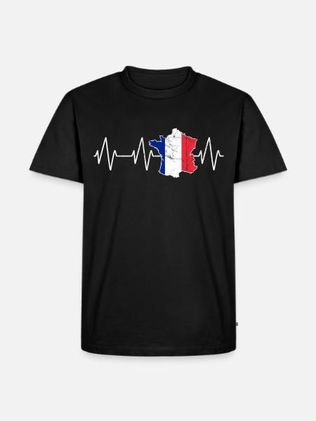 Frankreich Herzschlag Franzose Geschenkidee - Männer Premium Bio T-Shirt - Schwarz