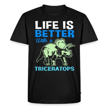 Triceratops - T-shirt Premium bio Homme - noir - Devant - Nico (187cm)