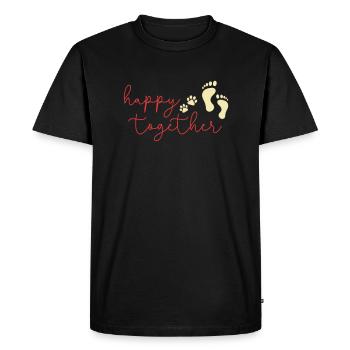 Happy together, dog and man - Men's Premium Organic T-Shirt - black - Front - Nico (187cm)
