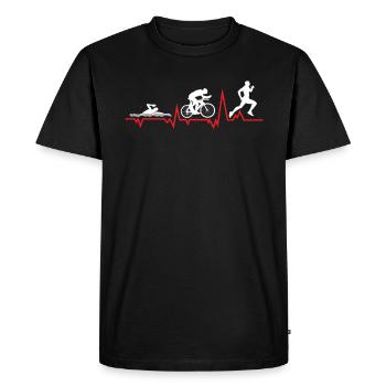 Heartbeat pour triathlon Swim Bike Run - T-shirt Premium bio Homme - noir - Devant - Nico (187cm)