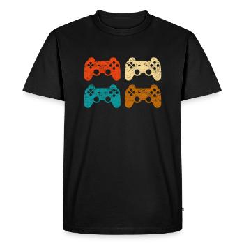 Game controller retro vintage gamer gaming - Men's Premium Organic T-Shirt - black - Front - Nico (187cm)