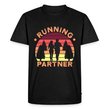 Funny running partner jogging sport running gift - Men's Premium Organic T-Shirt - black - Front - Nico (187cm)