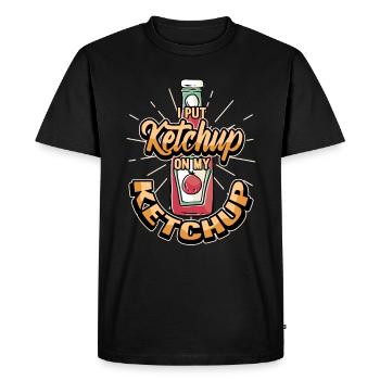 Funny ketchup fast food fries saying gift - Men's Premium Organic T-Shirt - black - Front - Nico (187cm)