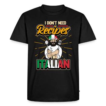Funny Italian chef chef saying gift - Men's Premium Organic T-Shirt - black - Front - Nico (187cm)