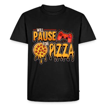 Gamer drôle sort pizza parieur cadeau Geek - T-shirt Premium bio Homme - noir - Devant - Nico (187cm)