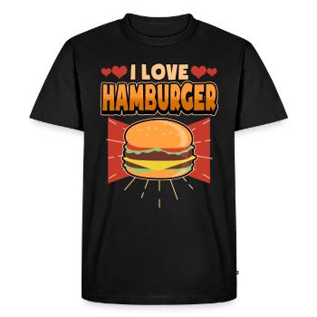 Hamburger Burger Fast-Food drôle disant cadeau - T-shirt Premium bio Homme - noir - Devant - Nico (187cm)