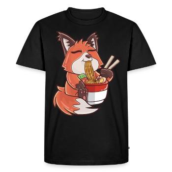 Renard ramen kawaii - T-shirt Premium bio Homme - noir - Devant - Nico (187cm)