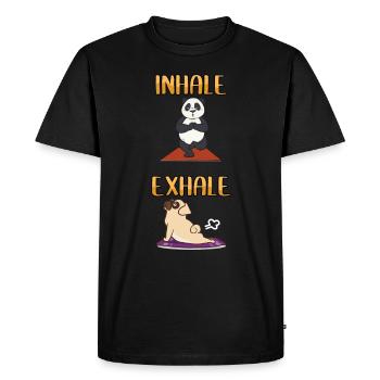 Funny Yoga Meditation Panda Pug Pug Gift - Men's Premium Organic T-Shirt - black - Front - Nico (187cm)