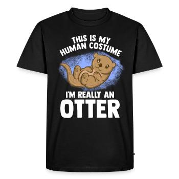 Otter djur - Ekologisk premium-T-shirt herr - svart - Fram - Nico (187cm)