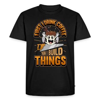 Cadeau de café artisanal de menuisier en bois - T-shirt Premium bio Homme - noir - Devant - Nico (187cm)