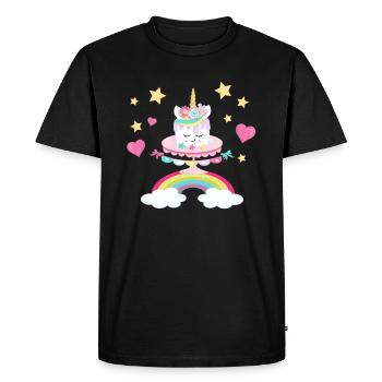Licorne poney gâteau anniversaire étoiles coeurs - T-shirt Premium bio Homme - noir - Devant - Nico (187cm)