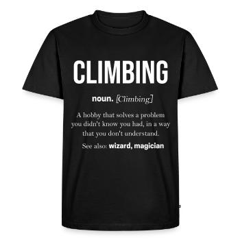 Montée - T-shirt Premium bio Homme - noir - Devant - Nico (187cm)