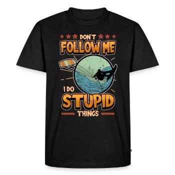 Wakeboard kite surfing saying funny gift - Men's Premium Organic T-Shirt - black - Front - Nico (187cm)