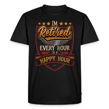 Happy pensioner pension saying gift - Men's Premium Organic T-Shirt - black - Front - Nico (187cm)
