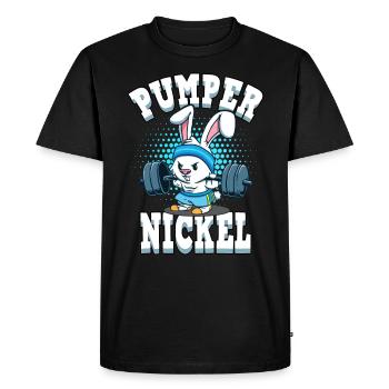 Cadeau de lapin de fitness musculation pumpernickel - T-shirt Premium bio Homme - noir - Devant - Nico (187cm)