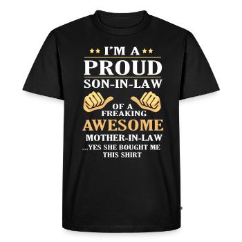 Belle-mère beau-fils - T-shirt Premium bio Homme - noir - Devant - Nico (187cm)