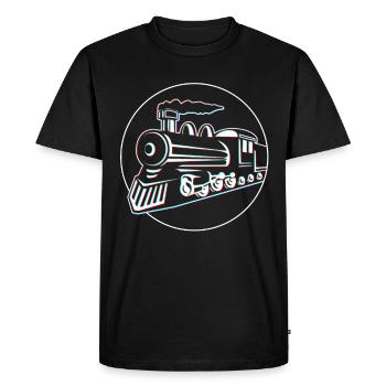 Modèle Locomophage locomotives locomotives trains - T-shirt Premium bio Homme - noir - Devant - Nico (187cm)