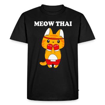 Muay Thai cat - Men's Premium Organic T-Shirt - black - Front - Nico (187cm)