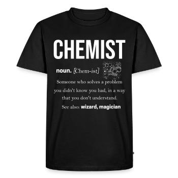 Chemistry alchemy biochemistry formula molecule proton - Men's Premium Organic T-Shirt - black - Front - Nico (187cm)