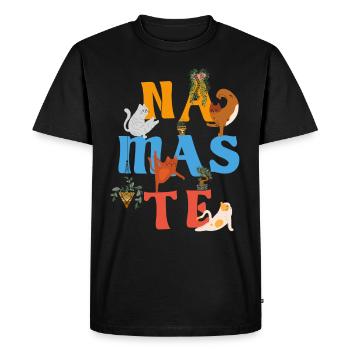 Namaste Cats Yoga Meditation - Men's Premium Organic T-Shirt - black - Front - Nico (187cm)