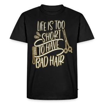 Vivre trop court mauvais cheveux coupe cheveux coiffeur - T-shirt Premium bio Homme - noir - Devant - Nico (187cm)
