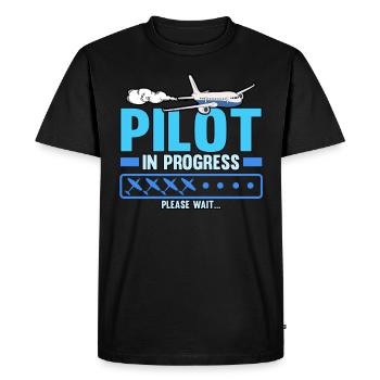 Pilote avion Aviation Aviation Vol Métier Drôle - T-shirt Premium bio Homme - noir - Devant - Nico (187cm)