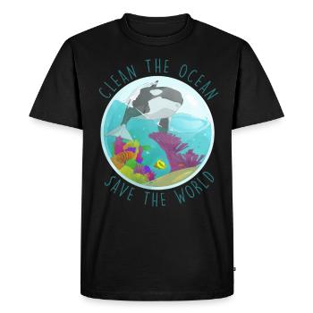 safe the ocean terre animal turtle durable - T-shirt Premium bio Homme - noir - Devant - Nico (187cm)