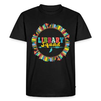 Bibliothèque livre e-book Thriller écrivain - T-shirt Premium bio Homme - noir - Devant - Nico (187cm)