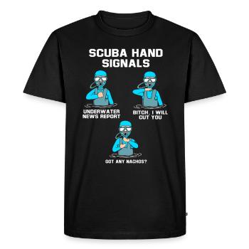 Plongeur Main Signe Scuba Diving - T-shirt Premium bio Homme - noir - Devant - Nico (187cm)