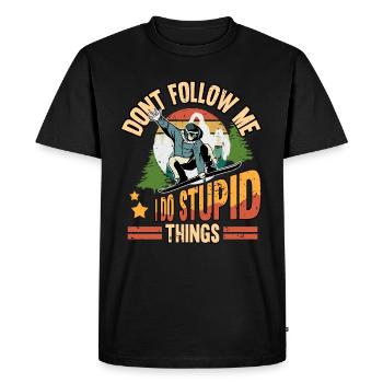 Funny snowboard winter holiday sayings gift - Men's Premium Organic T-Shirt - black - Front - Nico (187cm)