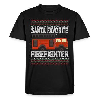 Ugly Christmas Fire Department Christmas Sayings Funny - Men's Premium Organic T-Shirt - black - Front - Nico (187cm)