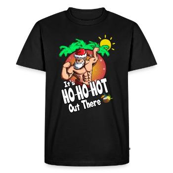 Christmas en July Forte Santa Claus Soleil Palmiers - T-shirt Premium bio Homme - noir - Devant - Nico (187cm)