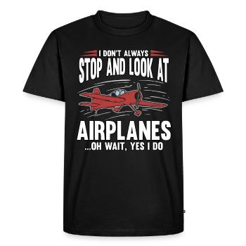 Pilote avion Aviation Aviation Vol Métier Drôle - T-shirt Premium bio Homme - noir - Devant - Nico (187cm)
