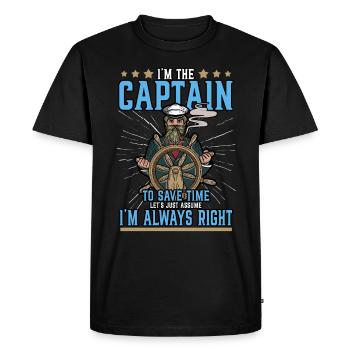 Captain Ship Boat Sailing Harbor Tour Profession - Men's Premium Organic T-Shirt - black - Front - Nico (187cm)