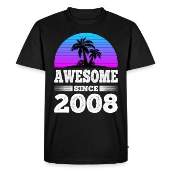 Génial depuis 2008 Bleu soleil couchant - T-shirt Premium bio Homme - noir - Devant - Nico (187cm)