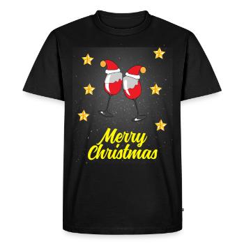 Wine Glasses Christmas Stars Merry Christmas - Men's Premium Organic T-Shirt - black - Front - Nico (187cm)