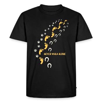 Funny Never Walk Alone Dog Lover Dogs Footprints - Men's Premium Organic T-Shirt - black - Front - Nico (187cm)