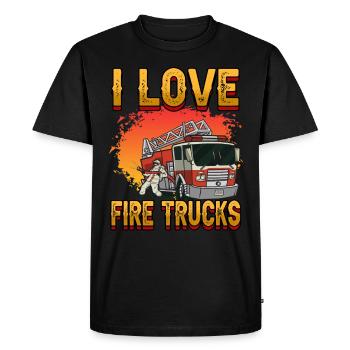 Pompiers J'aime les camions de pompiers - T-shirt Premium bio Homme - noir - Devant - Nico (187cm)