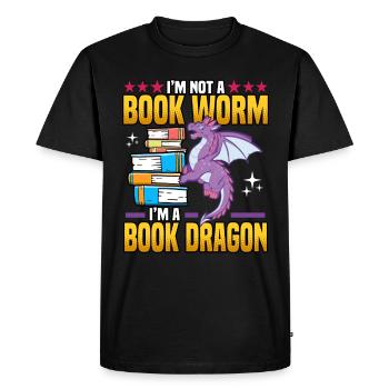 Drôle Je ne suis pas un ver de livre Je suis un livre Dragon Nerds - T-shirt Premium bio Homme - noir - Devant - Nico (187cm)