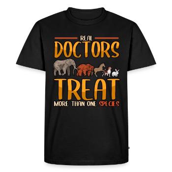 Veterinary Real Doctors Treat More Than One - Men's Premium Organic T-Shirt - black - Front - Nico (187cm)
