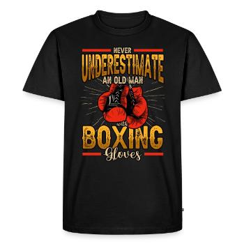 Ne sous-estimez jamais un vieil homme avec des gants de boxe - T-shirt Premium bio Homme - noir - Devant - Nico (187cm)
