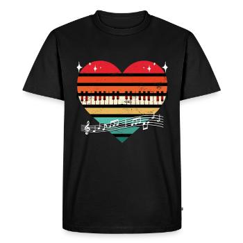 Vintage Piano Coeur Silhouette Mélomane Pianiste - T-shirt Premium bio Homme - noir - Devant - Nico (187cm)