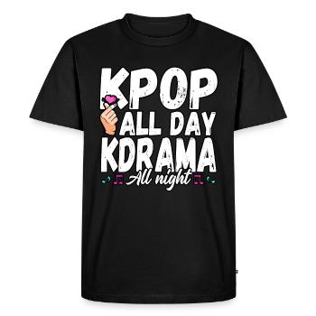 Drôle K-pop Toute la journée K-drame All Night Idols Bias - T-shirt Premium bio Homme - noir - Devant - Nico (187cm)