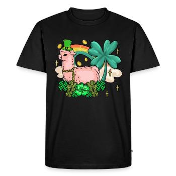 Irish Llama Alapca St. Patrick’s Shamrock - T-shirt Premium bio Homme - noir - Devant - Nico (187cm)