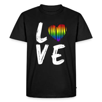 Love Rainbow Heart LGBT Pride Month Gay Bi Trans - Men's Premium Organic T-Shirt - black - Front - Nico (187cm)