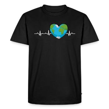 Earth Heartbeat Earth Day Anniversary Save Planet - Men's Premium Organic T-Shirt - black - Front - Nico (187cm)